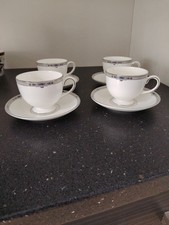 Wedgewood Amherst Fine Bone China 4 X Cups & Saucers Vgc