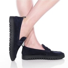 Vionic Women's 8.5 Black Uptown Suede Flat Loafers Slip On Casual Formal OS14-10