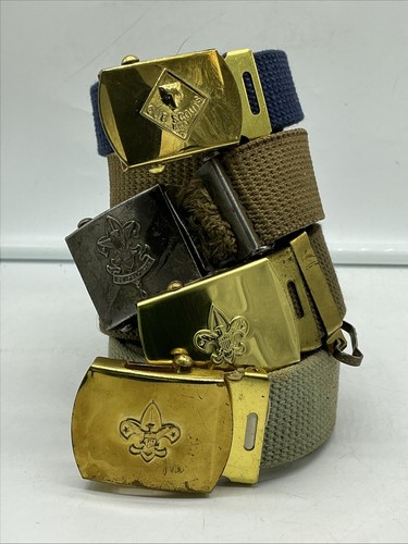 Lot Of 4 - Vintage BSA Boy Scouts of America Uniform Adjustable Belts FREE SHIP