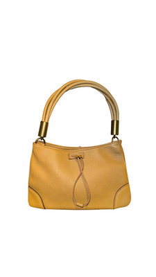 Gucci Vintage Brown Leather Shoulder Bag Gold Cylindrical Hardware Tom Ford Era