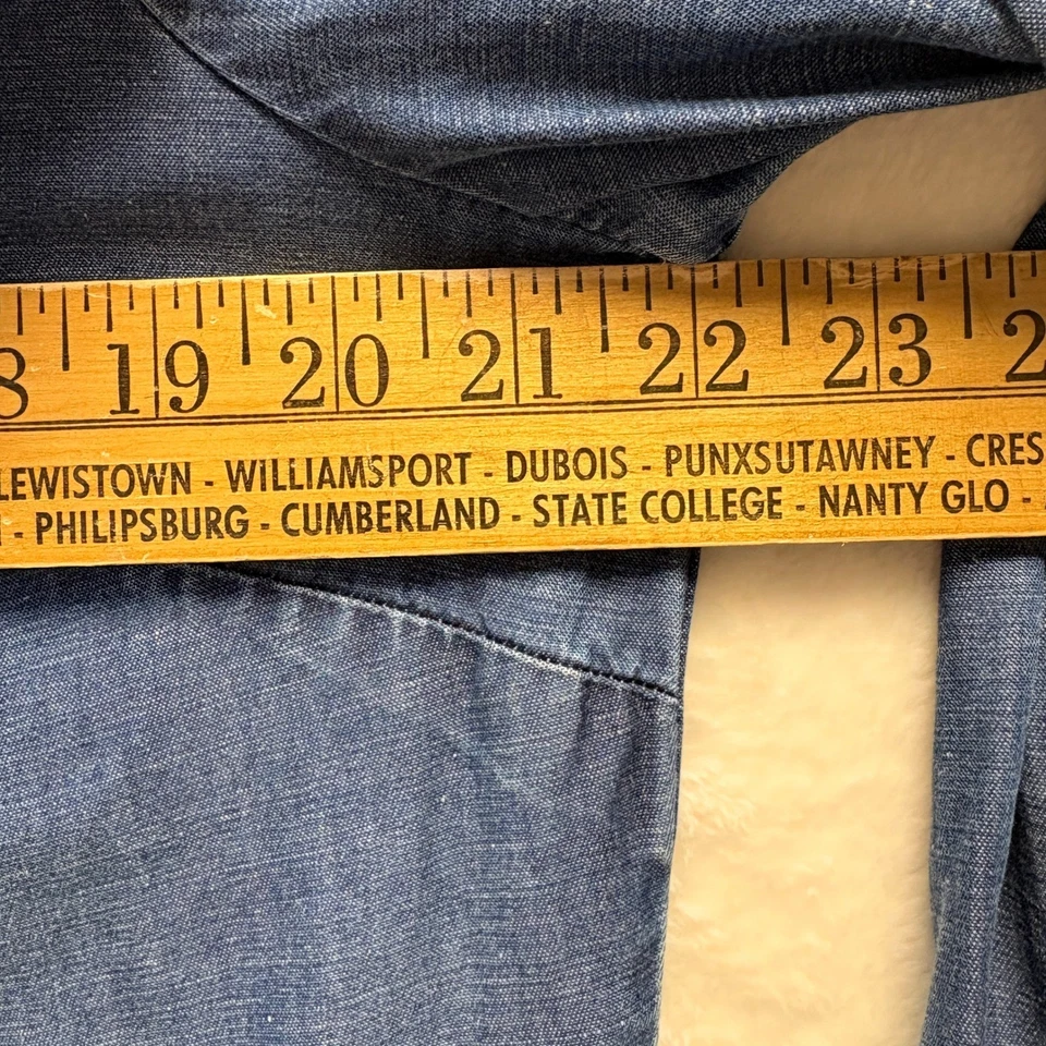 Lucky Brand Shirt Dress Women Sz Large Blue Denim Chambray Long Sleeve Button Up - Image 3 of 4