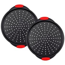 13 Inch Pizza Pan for Oven 2 Pack Round Pizza Pan with Holes - Non-Stick Carbo
