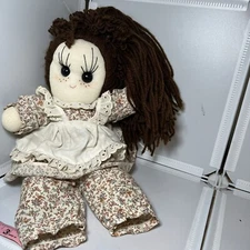 Vintage Handmade RAG DOLL, Cloth Doll Apron Dress 14” Collector Item