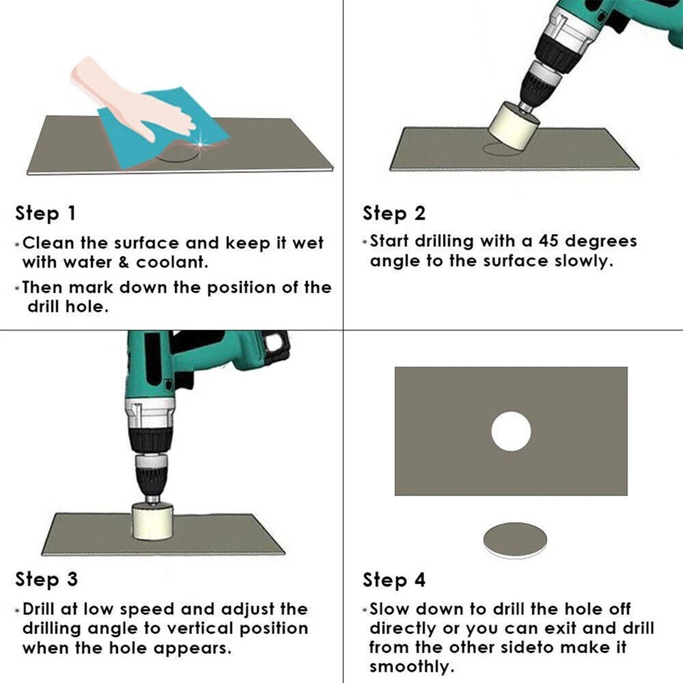 Diamantbohrer Hohlbohrer Lochsäge Bohrkrone Glasbohrer Fliesenbohrer 6mm-100mm - Bild 4 von 4