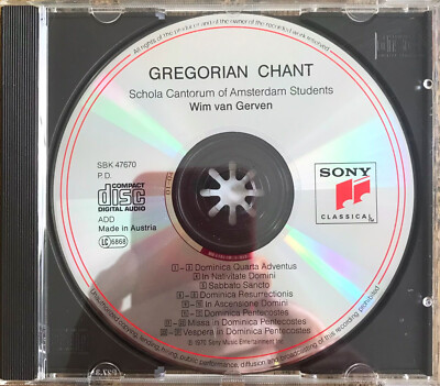 Wim van Gerven: Schola Cantorum A'dam・Gregorian Chant・CD  1970  1991・Media NM!