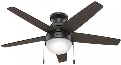 Hunter Parmer 46 In Led Indoor Matte Black Flush Mount Ceiling Fan Light Kit Ebay