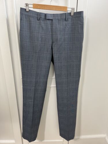 Banana Republic Men's Dress Pants Blue Plaid Vitale Barberis Super 120s 33x34 - Picture 1 of 15