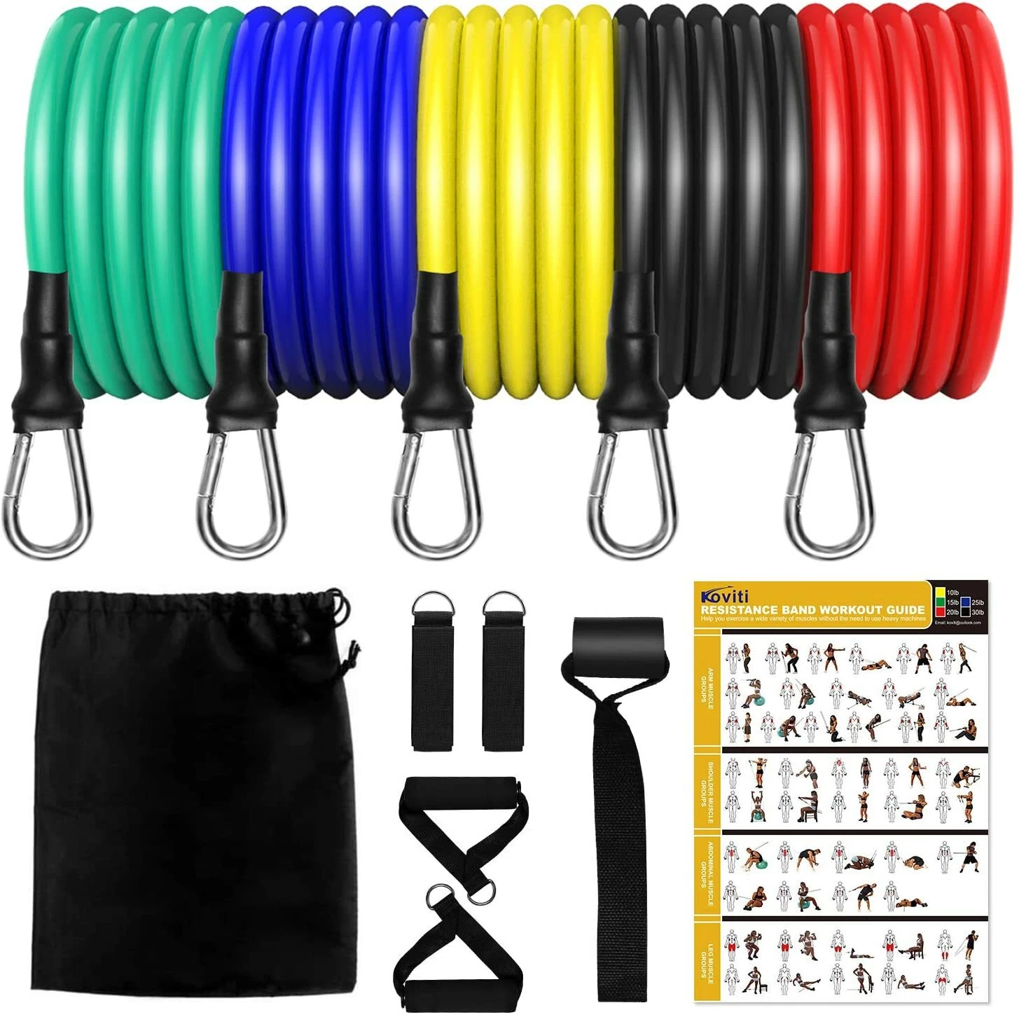 Koviti Resistance Bands Set 12 pcs, Home Gym Equipment Men Women, Outdoor/Home