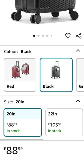 Small Suitcase 20" USB Port, Drinks holder, 360 Wheels, Easy access front zip - Picture 10 of 11