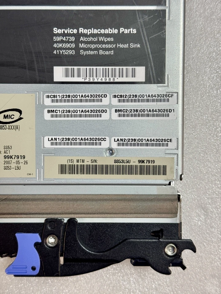 IBM 8853-L5U BladeCenter HS21 Blade Server XEON 2.66Ghz 1Gb CPU / 5Gb DDR2 RAM - Image 2 of 4