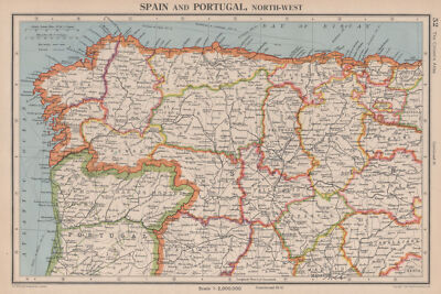 IBERIA N WEST. Spanien Portugal. Galicien Asturien Kastilien/León Kantabrien 1944 Karte