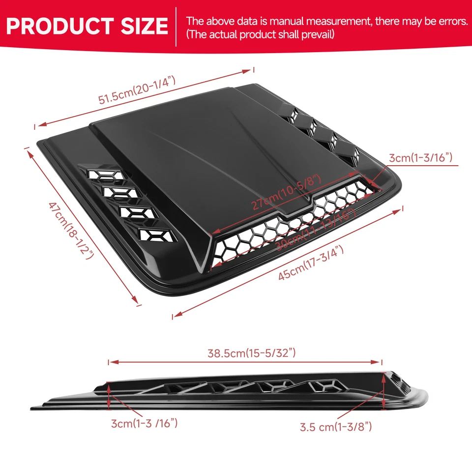 Front Flow Air Intake Outlet Hood Scoop Vent Cover For 1994-2013 Chevy Impala - Image 2 of 4