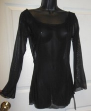 Sheer Long Sleeve Black Pullover Stretch Body Wrappers P594 micromesh ladies