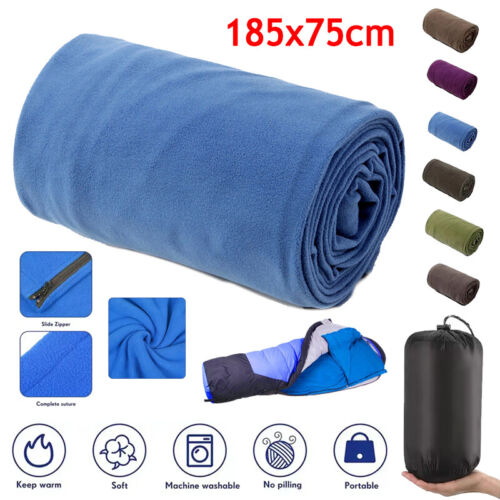 Polar Fleece Sleeping Bag Liner Single Sleeping Bag Zippered Lightweight Camping - Picture 20 of 26