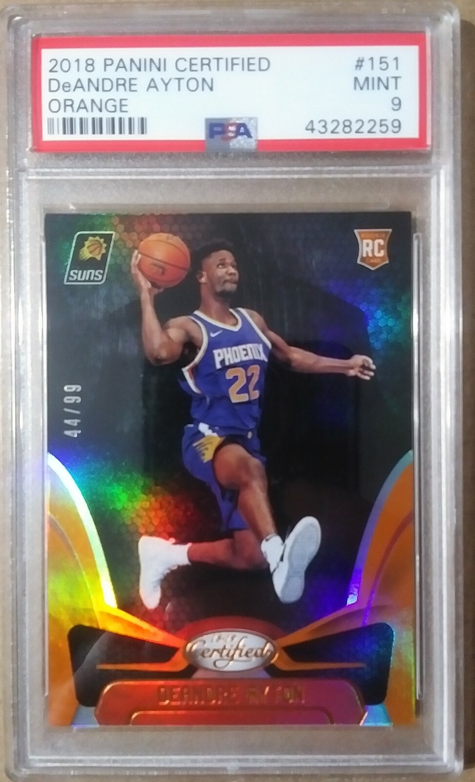 2018 Panini Certified Deandre Ayton Orange Serial #'d /99 PSA 9