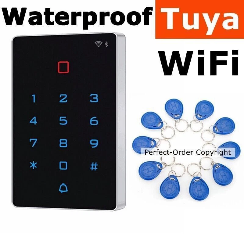 Tuya APP WiFi Waterproof Touch 125khz RFID Card Door AccessControlKeypad+10Cards - Image 2 of 4