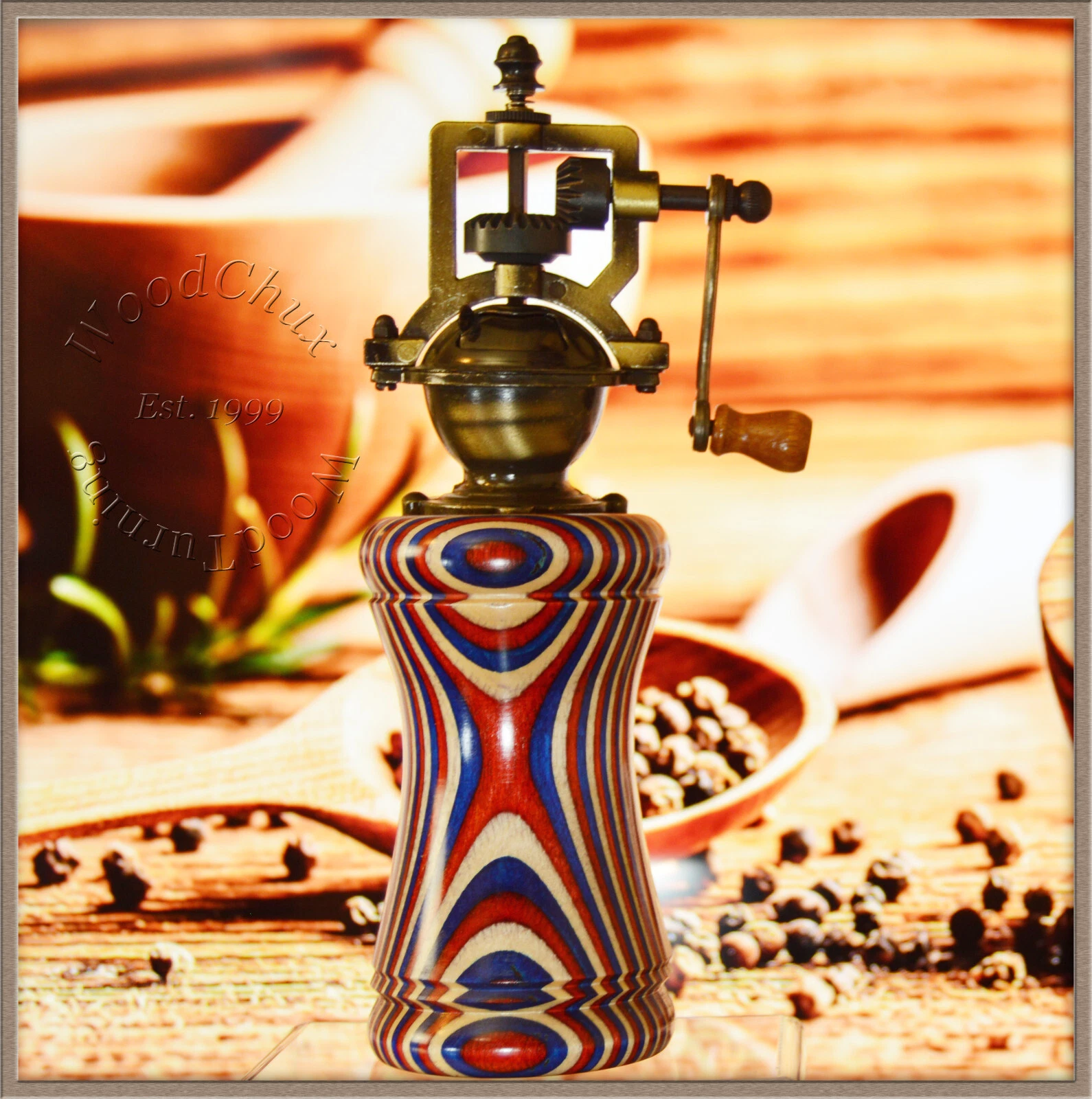 Pepper Mill Grinder Peppermill Spectraply Wood Wooden Handmade SEE VIDEO 874a