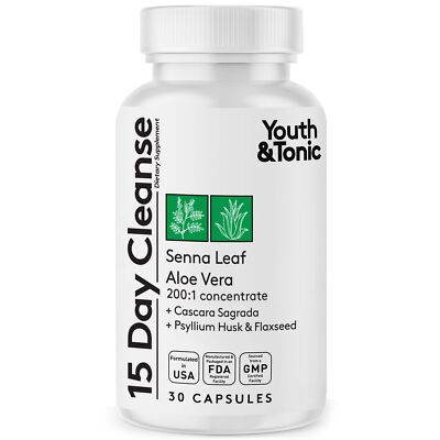 Youth & Tonic 15 Day Cleanse Gut Health and Colon Detox to Break The