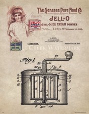 Ice Cream Freezer Patent  Art Print Vintage Scoop Cone Parlor Shop Wall Decor