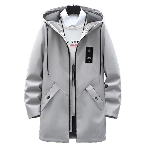 Mens Casual Long Jackets Coats Hooded Streetwear Hip Hop Windbreaker Outwear K - Picture 10 of 24