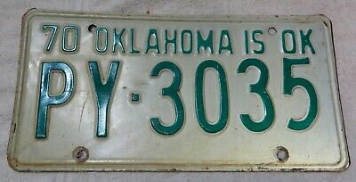 Original Nummernschild License Plate USA Oklahoma 1970's Passenger Plaque Targa