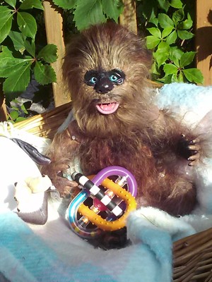 Ooak Baby Wookie Chewie Chewbacca Star Wars Prop Doll Hand Rooted Alternative Ebay