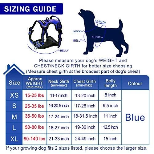 Dog Harness No Pull, Pet Harnesses with Dog Collar, Adjustable XL Blue
