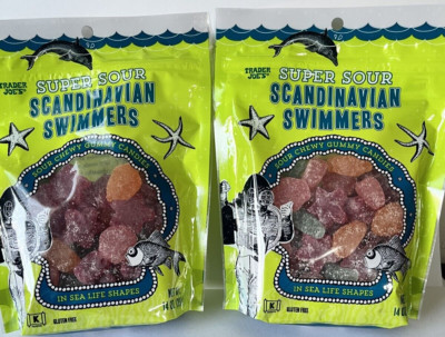 2 Packs Trader Joe's Super Sour Scandinavian Swimmers Gummy CandIES 14oz ea