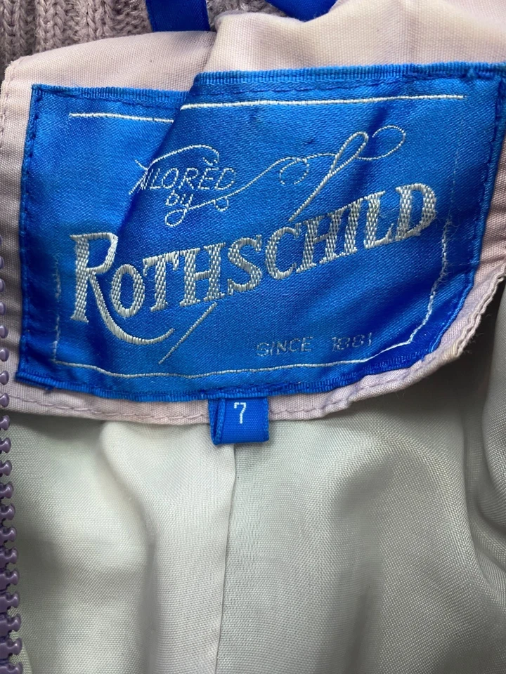 Chaqueta Rothschild Niñas 7 Lavanda Púrpura Acolchada Capucha Palanca Abrigo Abombado De Colección Foto 4 de 4