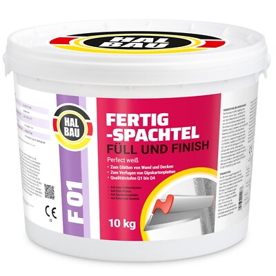Fertigspachtel Füll Finish 10kg Spachtelmasse Q1-Q4 Perfekt Weiß Trockenbau F01