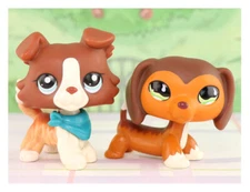 2lot lps Orange Dachshund #675 Red Collie #1542 Dog Kids Cute Gift lps Collect