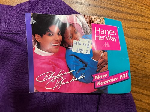 Hanes Her Way girl M 5 Purple Blaze sweatshirt NOS VTG 1990s USA NEW Cosby Raven - Picture 2 of 5