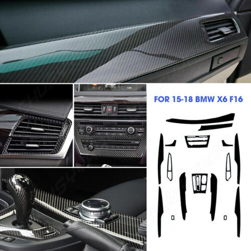 Calcomanías de ajuste interiores hágalo usted mismo con patrón de fibra de carbono para BMW X6 F16 2015 2016-2018 - Imagen 2 de 24