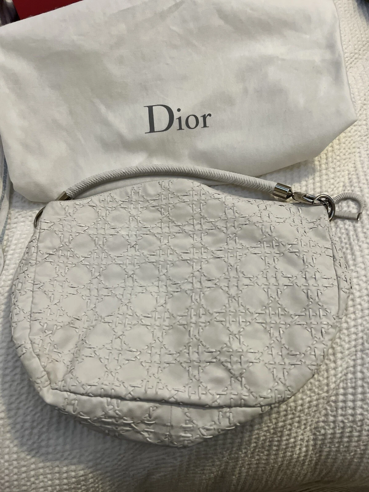 RARE Authentique sac cabas blanc Christian Lady Dior