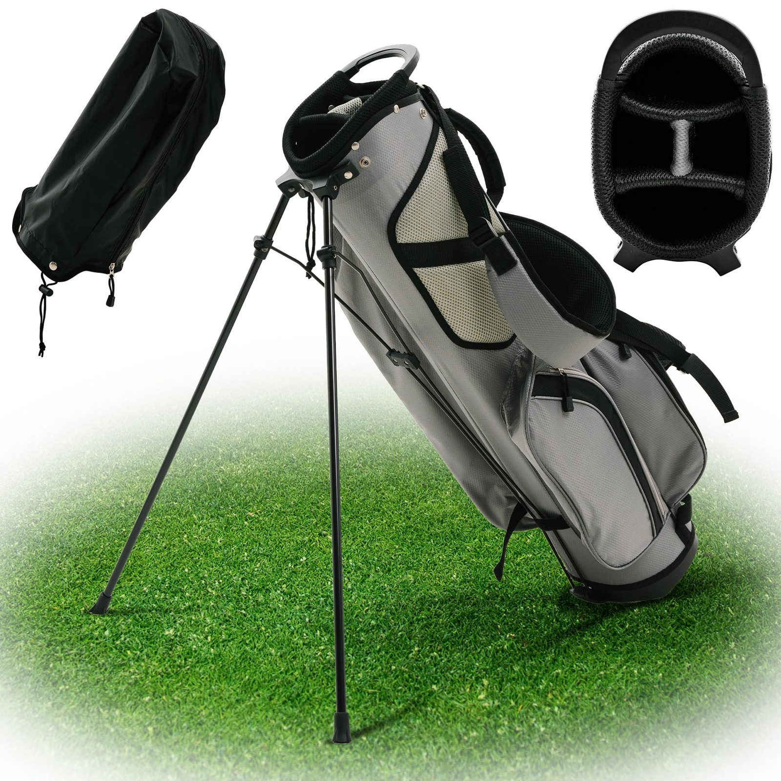 Stand Bag - 3 Lbs, 4 Way Divider Portable Club Gray
