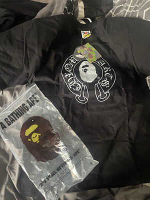 A Bathing Ape Baby Milo Chrome Hearts Black Cotton Men's Graphic T-Shirt Size M