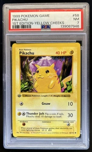 1999 Pokemon 1st Edition Pikachu Yellow Cheeks #58/102 PSA 7