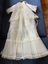Vintage Infant Lacy Christening Baptism Gown, Slip, Jacket  Bonnet
