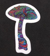 Bright Colorful Retro Psychedelic Mushroom Sticker 2.18" x 2.5" AJ