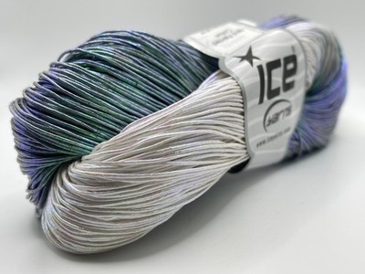 Steel & Cloud Metallic Hand Painted Cotton Yarn Ice 68790 Grey White 100gr 306yd