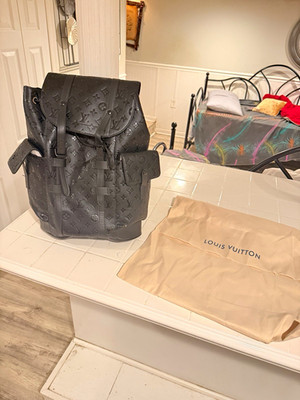 Louis Vuitton Black Monogram Embossed Backpack w/ Dust Bag Buckle Drawstring