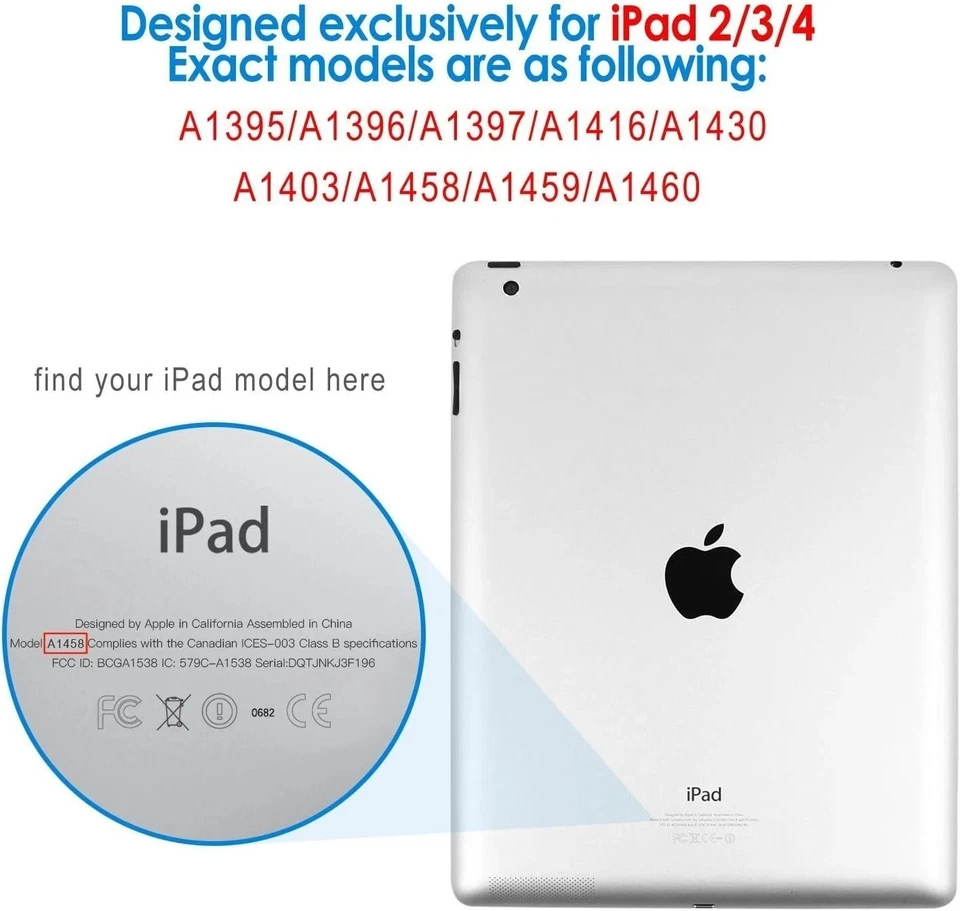 New Smart Leather Flip Folio Stand Case Cover For iPad 2 3 4 2010-2013 Old Model - Image 2 of 4