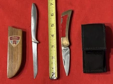 GERBER (2) CLASSIC KNIVES - PIXIE-WOOD SHEATH-LOCKBACK CLASSIC GERBER- & SHEATH