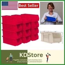 AkroBins Space-Saving Stackable Plastic Storage Bins, 12-Pack