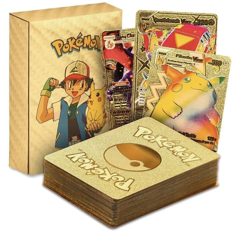55 Stück Pokemon Karten Foil GOLD PACK KARTEN TCG GX Vmax GX Karte Charizard Rare《