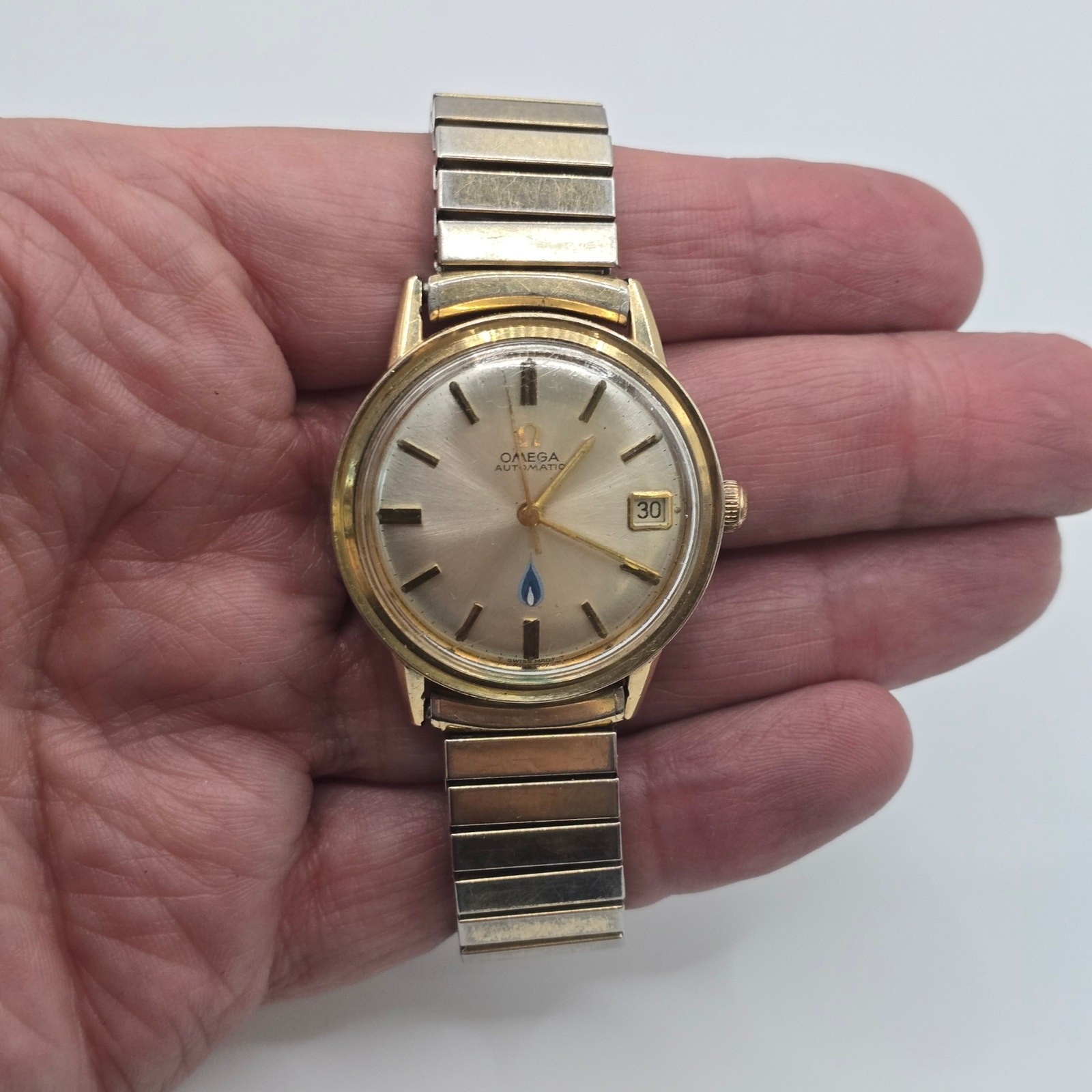 Omega Vintage Automatic Date 14K Gold Filled Watch Runs Good image 2
