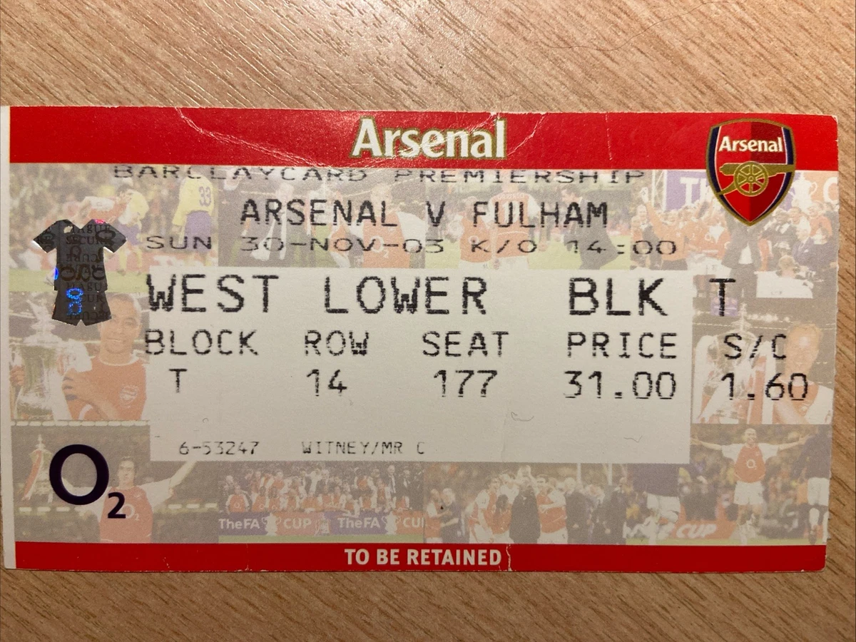 Ticket De Match Arsenal Vs Southampton - 26 Février 2000 - Souvenir De Foot