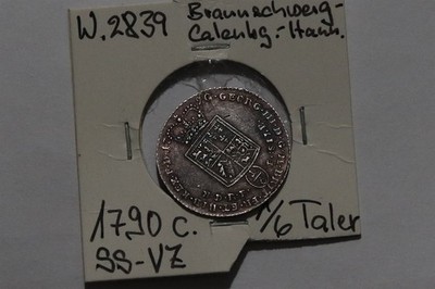     GERMANY BRAUNS-CA-HAN. 1/6 THALER 1790 SILVER HIGH GRADE B86 YK1