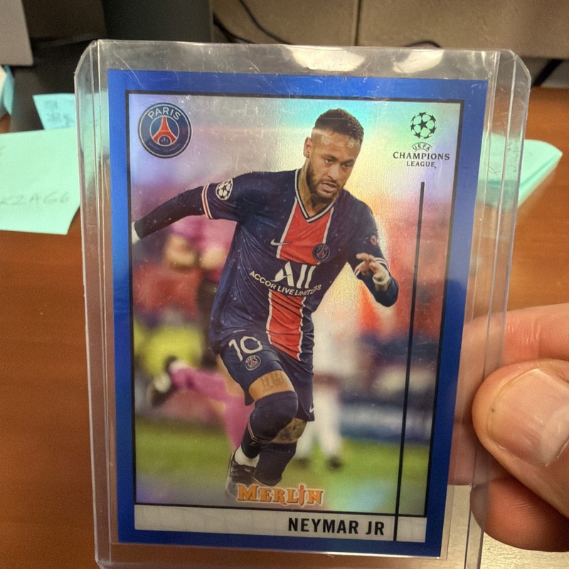 2020-21 Topps Merlin Chrome UEFA NEYMAR Jr SSP Blue Refractor /75🔥📈PSG