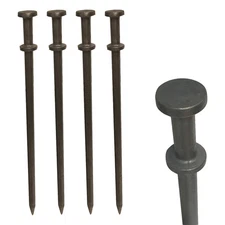 Heavy Duty Double Head 3/4x12 Steel Stake Anchors for Tents Inflatables 4 Pack